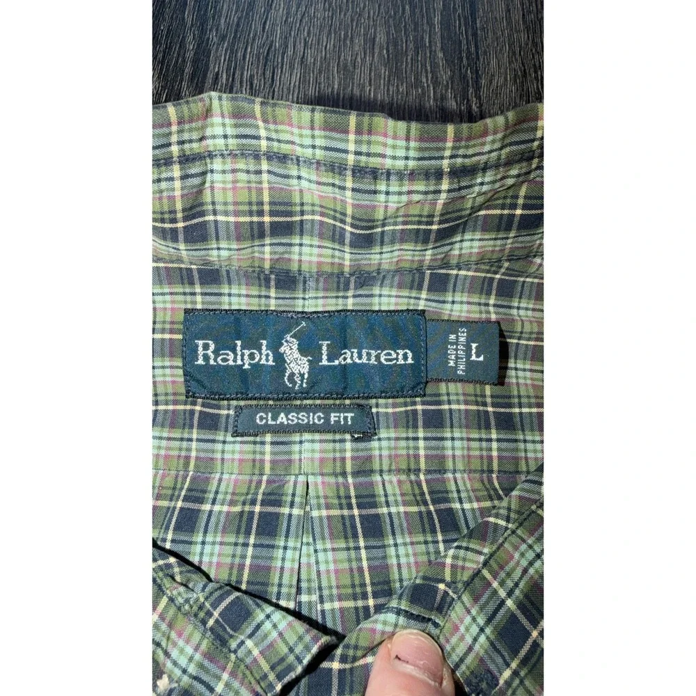 Ralph Lauren Classic Fit Plaid Button Down‎ Shirt Men's L Preppy Casual Pony